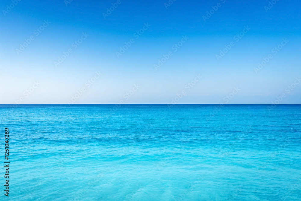 Calm turquoise ocean under a clear blue sky; perfect for travel or summer brochures Calm turquoise ocean under a clear blue sky; perfect for travel or summer brochures