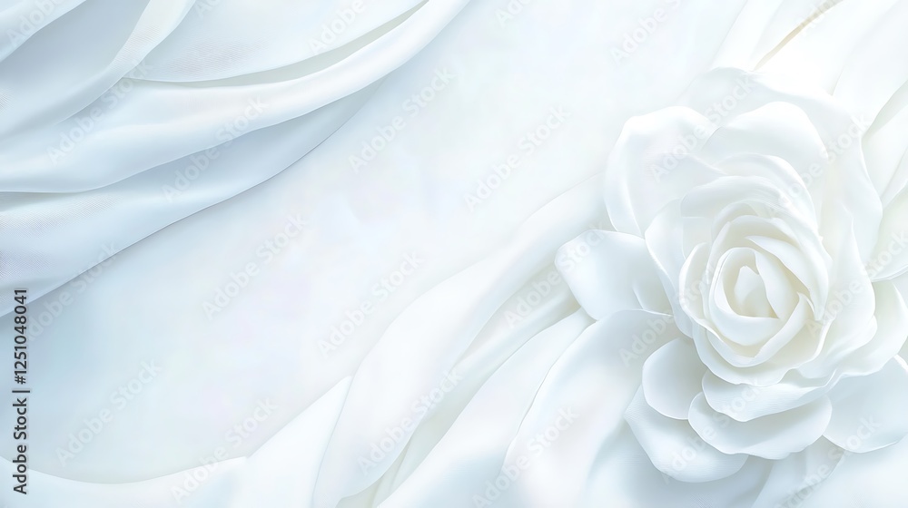 White Silk Drapery With A Delicate Rose White Silk Drapery With A Delicate Rose