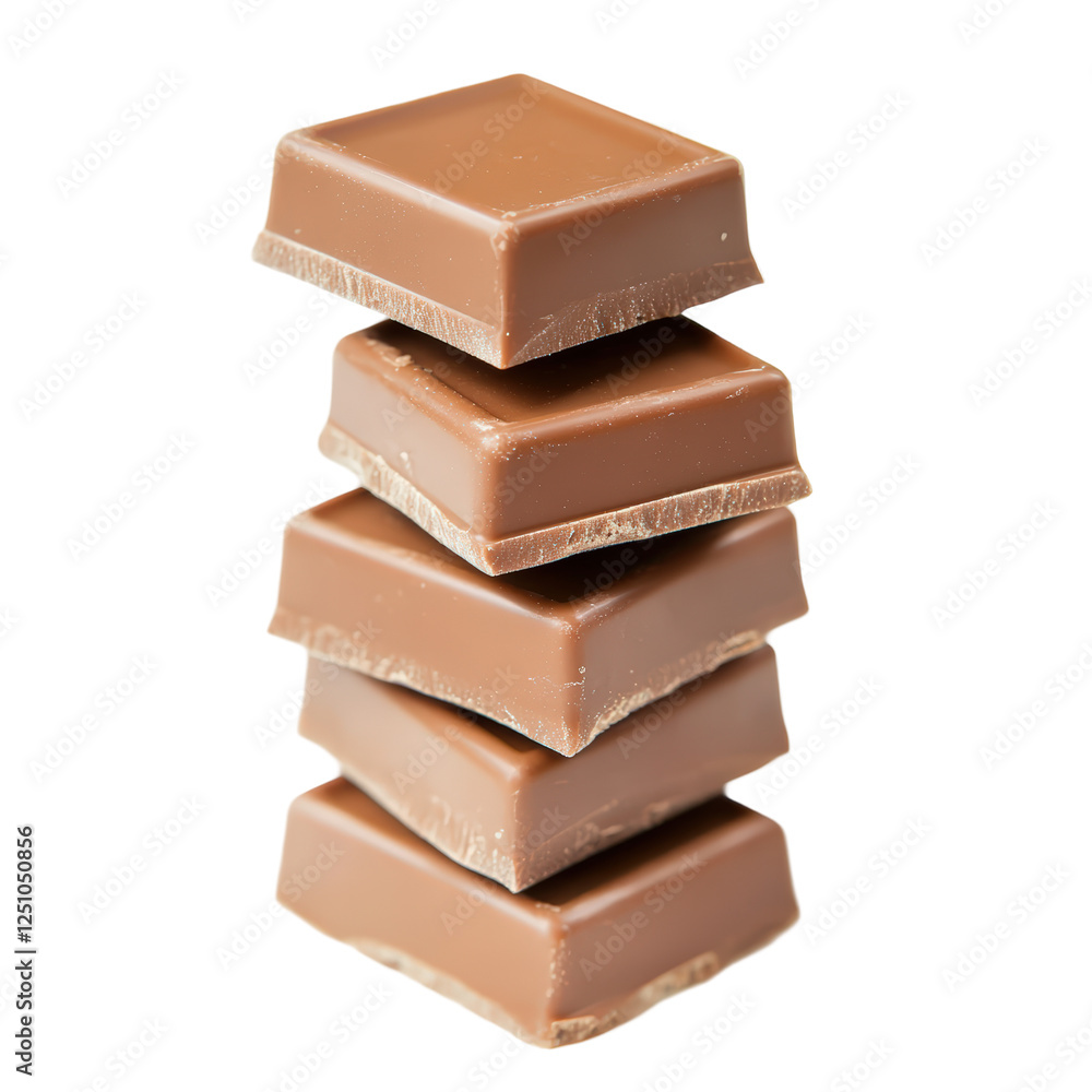 Isolated Stack of Milk Chocolate Pieces Isolated Stack of Milk Chocolate Pieces