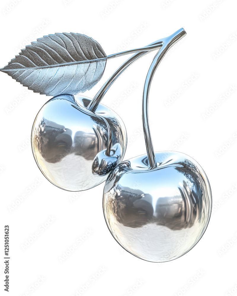 Fototapeta premium Isolated Pair of Chrome Finished Cherries