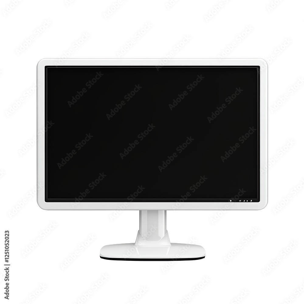 Isolated White Computer Monitor with Blank Screen, Front View Isolated White Computer Monitor with Blank Screen, Front View