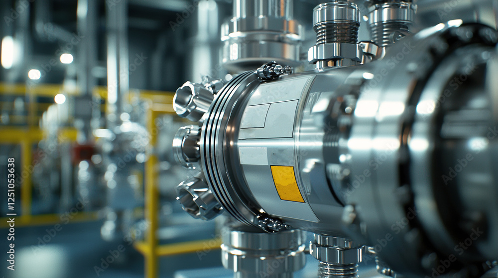 A large piece of machinery with a yellow stripe A large piece of machinery with a yellow stripe