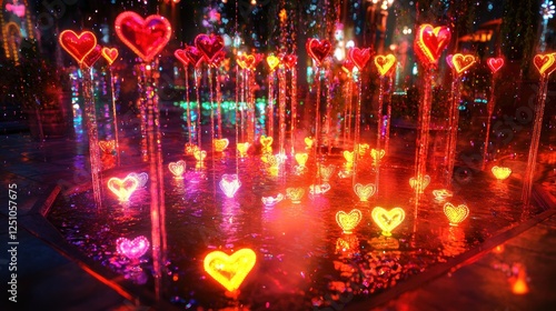 Wallpaper Mural A shimmering Valentinea??s fountain with heart-shaped lights and colorful reflections, perfect for a vibrant celebration. Torontodigital.ca