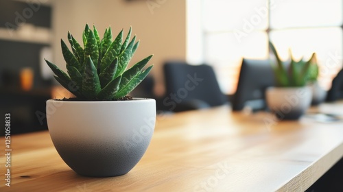 create a photo. dedicated desks in a coworking serviced office in Dubai, simple but elegant, plants, high clarity, nice exposure, square image. for me to use as an image on my website to pair with the photo