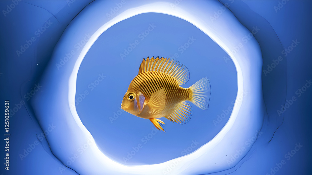 beautiful small golden-yellow fish. close up. conceptual digital art. Ai generated
