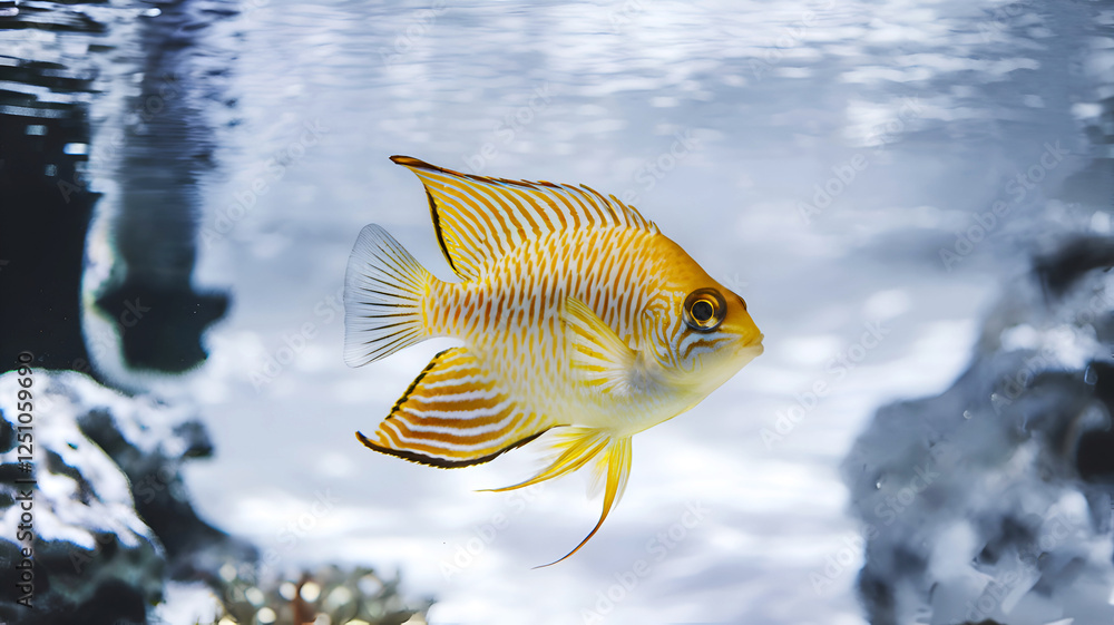 beautiful small golden-yellow fish. close up. conceptual digital art. Ai generated
