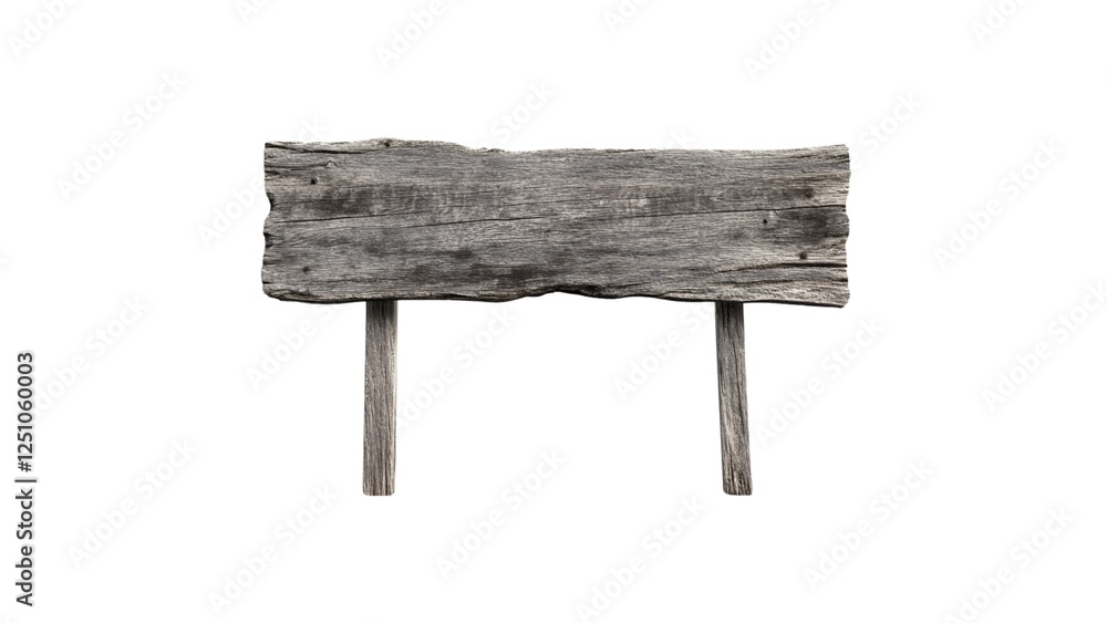 Fototapeta premium Rustic wooden signboard with rough edges, blank space for custom text or logo.