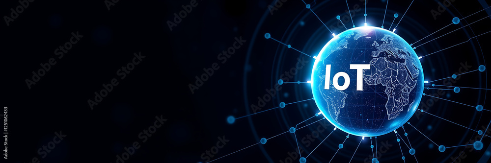 Naklejka premium Internet of Things (IoT) Innovation – Smart Connectivity and Digital Transformation in the Internet of Things, smart devices, digital transformation, connected technology, cloud computing.