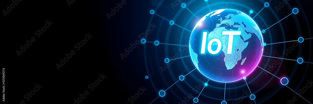 Naklejka premium Internet of Things (IoT) Innovation – Smart Connectivity and Digital Transformation in the Internet of Things, smart devices, digital transformation, connected technology, cloud computing.