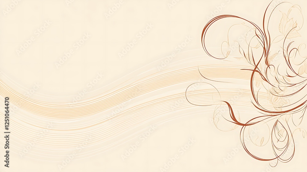 Elegant Beige Background With Brown Floral Swirls Elegant Beige Background With Brown Floral Swirls