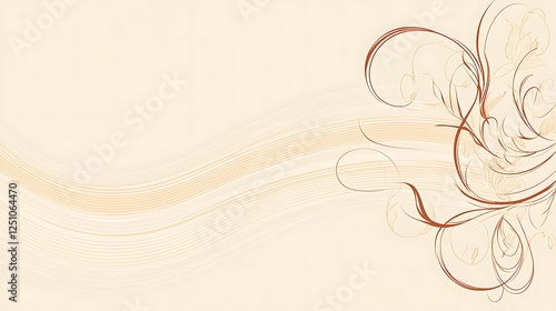 Wallpaper Mural Elegant Beige Background With Brown Floral Swirls Torontodigital.ca
