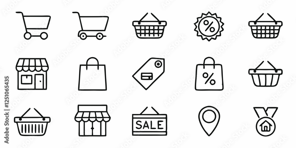 Simple line icons, e-commerce symbols Simple line icons, e-commerce symbols