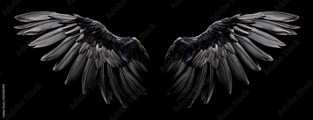 Obraz premium 黒い翼。黒背景。（black wings on black background.） 