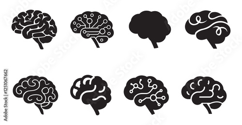 Human brain icon set flat style. vector illustration