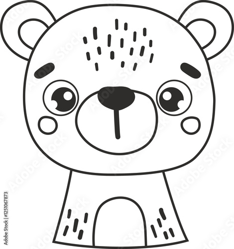 Polar line bear animal isolated, cute arctic animal, kids illustration, cartoon vector