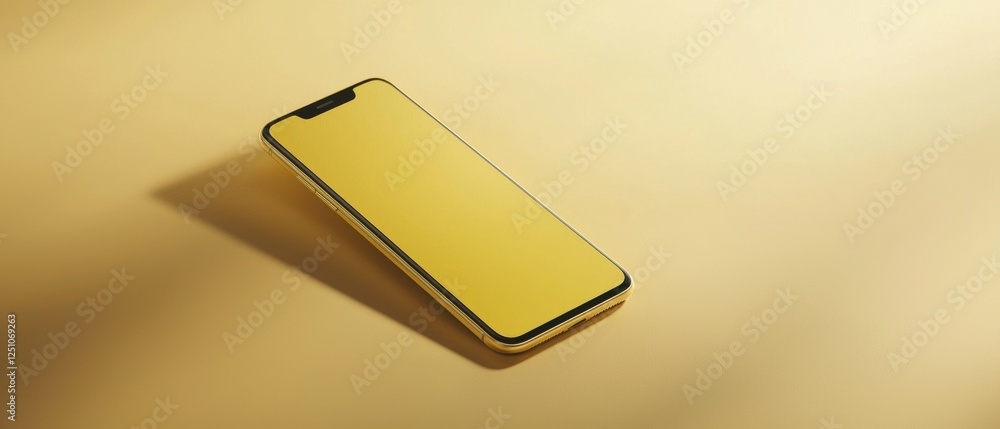 3d rendering of a smartphone lying on its side on a plain yellow background. the phone is positioned in a way that it is facing towards the right side of the image. 3d rendering of a smartphone lying on its side on a plain yellow background. the phone is positioned in a way that it is facing towards the right side of the image.