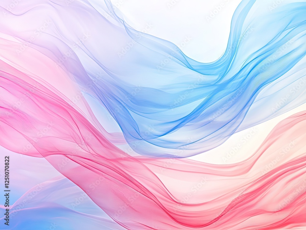 Elegant Flowing Fabric Waves in Pastel Pink and Blue Hues Design Elegant Flowing Fabric Waves in Pastel Pink and Blue Hues Design