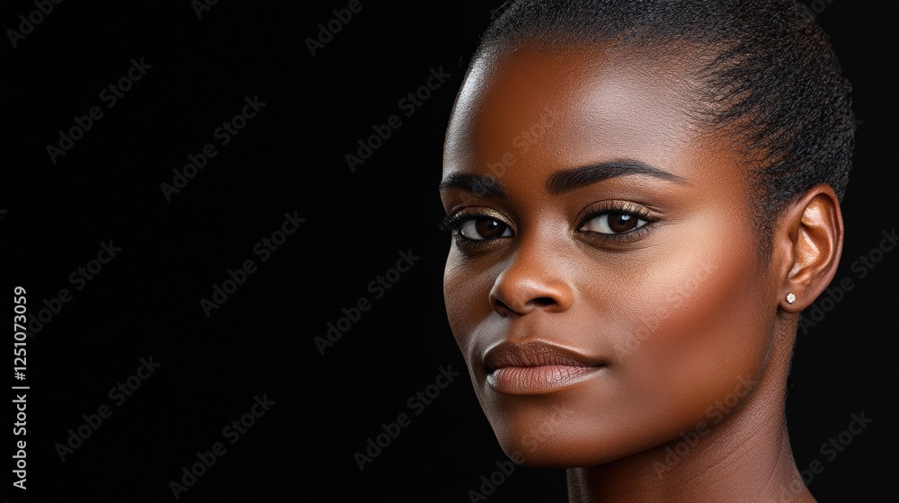 Portrait of a confident woman with a natural makeup look and striking features Portrait of a confident woman with a natural makeup look and striking features