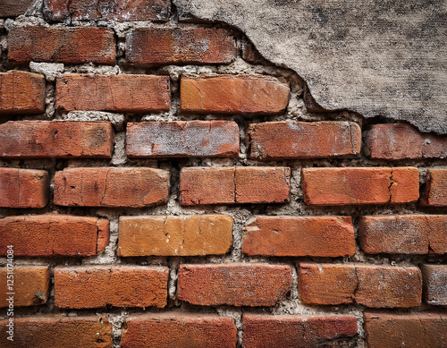 weathered brick wall with cracks and chipped surface timeless beauty of rustic brick wall background concept photo