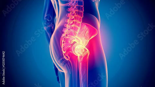 Painful hip joint, Arthritis at hip joint. Film x-ray.