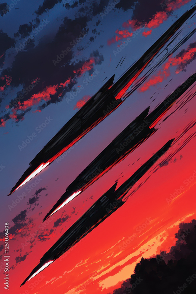 Futuristic Aircraft Gliding Through a Dramatic Dusk Sky: A Stunning Sci-Fi Concept of Technology and Innovation in Aviation with Striking Colors and Sleek Designs Futuristic Aircraft Gliding Through a Dramatic Dusk Sky: A Stunning Sci-Fi Concept of Technology and Innovation in Aviation with Striking Colors and Sleek Designs