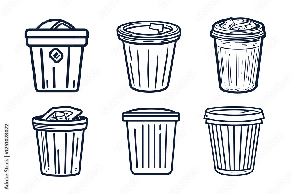 Trash can vector icon set. garbage illustration sign collection Trash can vector icon set. garbage illustration sign collection