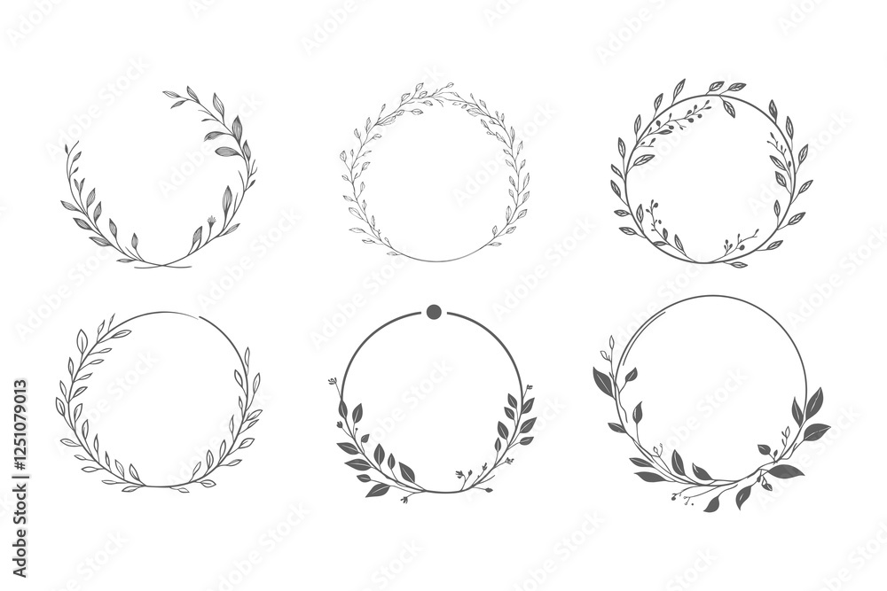 Round frames with eucalyptus branches. Hand drawn vector eucalyptus wreaths for invitations, posters, greeting cards, Round frames with eucalyptus branches. Hand drawn vector eucalyptus wreaths for invitations, posters, greeting cards,