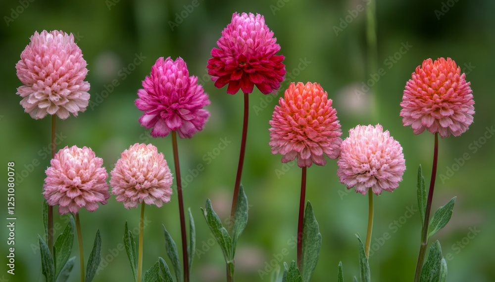 Colorful Gomphrena Globosa Flowers, Globe Amaranth Blooming in the Garden Background.