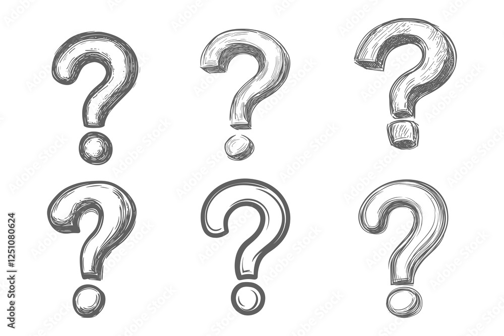 Hand drawn grunge questions marks set illustration Hand drawn grunge questions marks set illustration