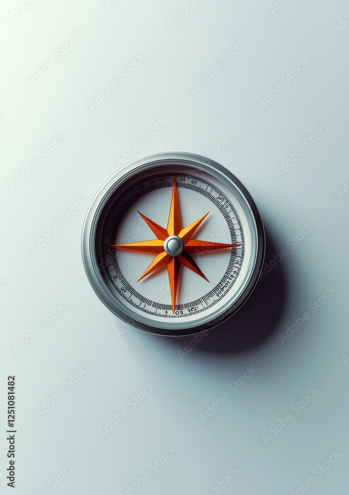 Close-up of a compass rose on a light blue background. the compass is in the center of the image, with the outer edge of the compass facing towards the right side. Close-up of a compass rose on a light blue background. the compass is in the center of the image, with the outer edge of the compass facing towards the right side.