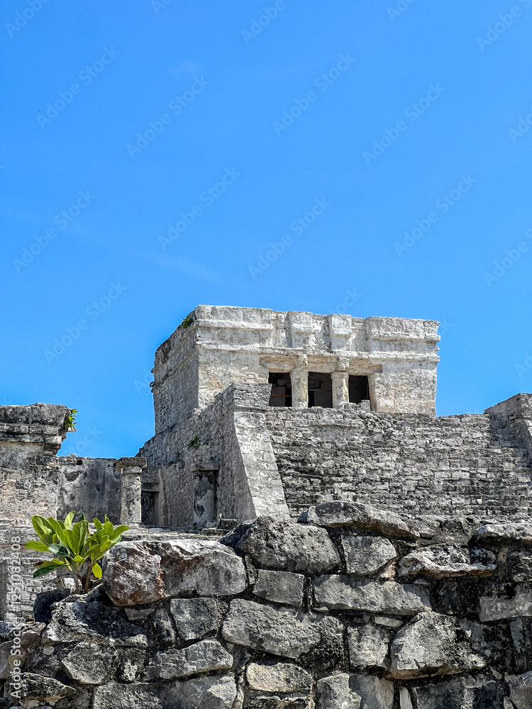 Ancient stone structure in Tulum archaeological site Ancient stone structure in Tulum archaeological site
