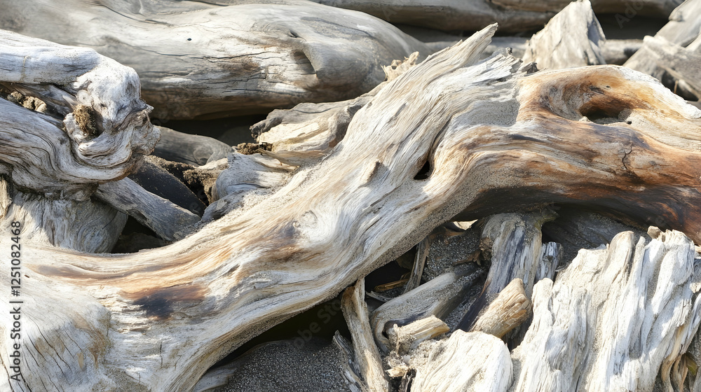 Driftwood Texture Close-up of weathered wood on a sandy beach, creating a nature background, suitable for environmental or coastal themes Driftwood Texture Close-up of weathered wood on a sandy beach, creating a nature background, suitable for environmental or coastal themes