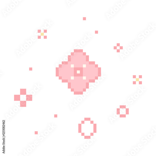 Sakura cherry pixel flower, floral japan 8 bit retro y2k plam. East nature symbol.Old school.