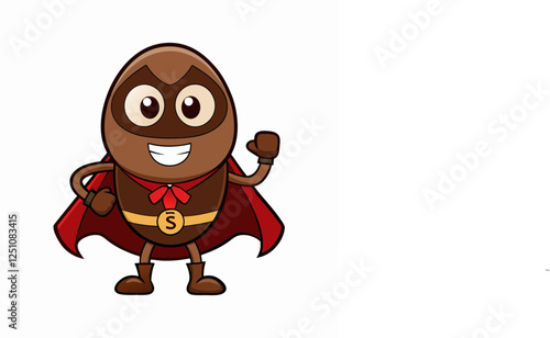 a cute sticker featuring a cocoa bean superhero