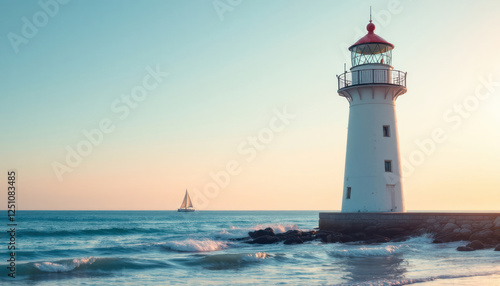 Wallpaper Mural Serene Sunset at the Coastal Lighthouse Torontodigital.ca