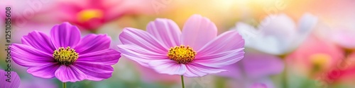 Soft Morning Glow Illuminates Delicate Petals Dreamy Pink And White wildflower Bloom photo