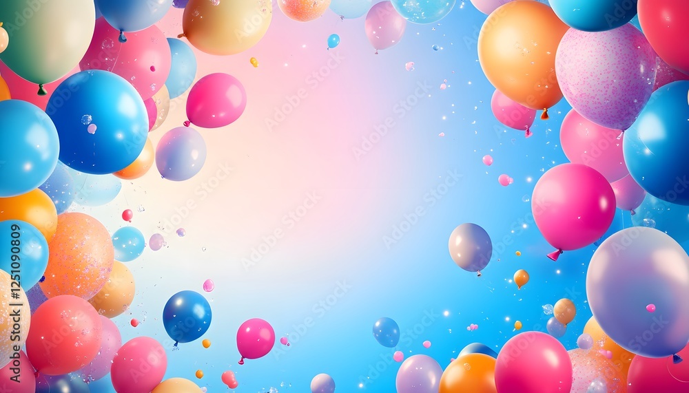 Colorful Balloons Floating in a Festive Sky Colorful Balloons Floating in a Festive Sky