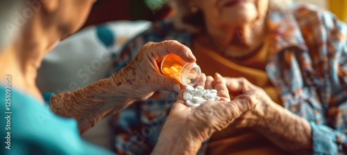 Geriatric Nurse Assisting Senior with Medication in Supportive Care Setting photo