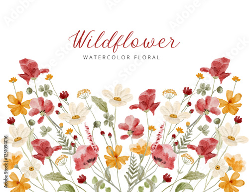 beautiful wildflower watercolor border