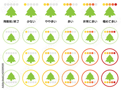 花粉量のアイコンのイラストセット07