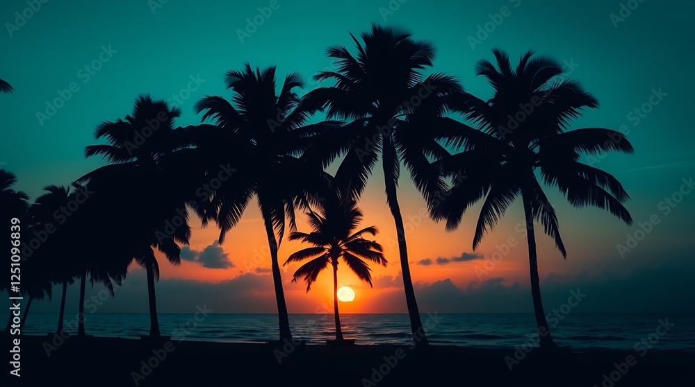 Sunset Serenity at Tropical Beach Promenade Sunset Serenity at Tropical Beach Promenade
