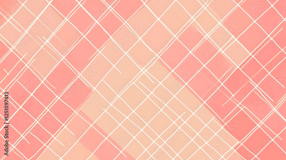 Fototapeta premium Abstract Pink and Peach Diagonal Grid Pattern