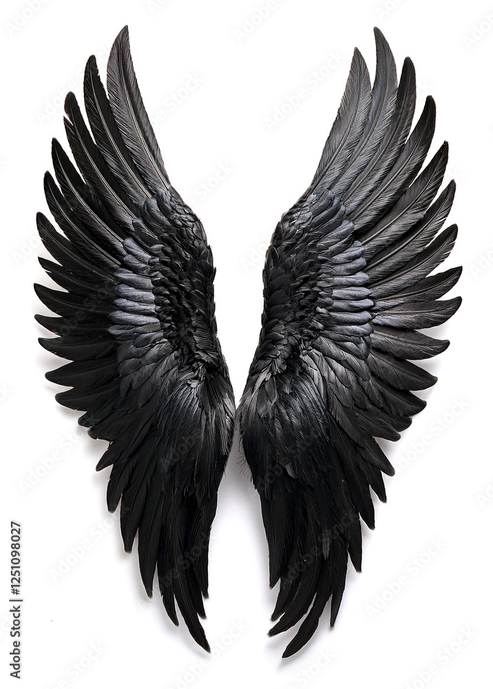Obraz premium 黒い翼。白背景。（black wings on white background.） 