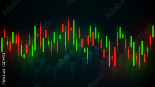 Stock Market Growth Illustration with Increasing Graph Going Up.  Stock Market Crash Illustration with Decreasing Graph Going Down. 