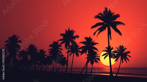 Sunset Serenity at Tropical Beach Promenade
