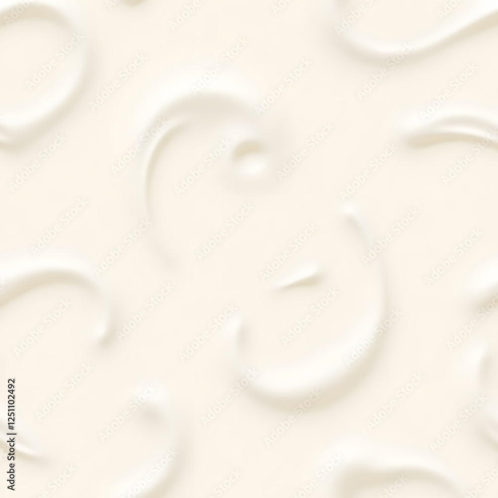 Creamy swirl texture on white background with soft curves and wave patterns, curd ice cream Creamy swirl texture on white background with soft curves and wave patterns, curd ice cream