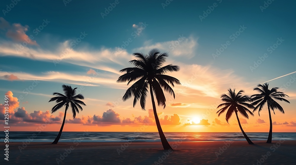 Sunset Serenity at Tropical Beach Promenade Sunset Serenity at Tropical Beach Promenade