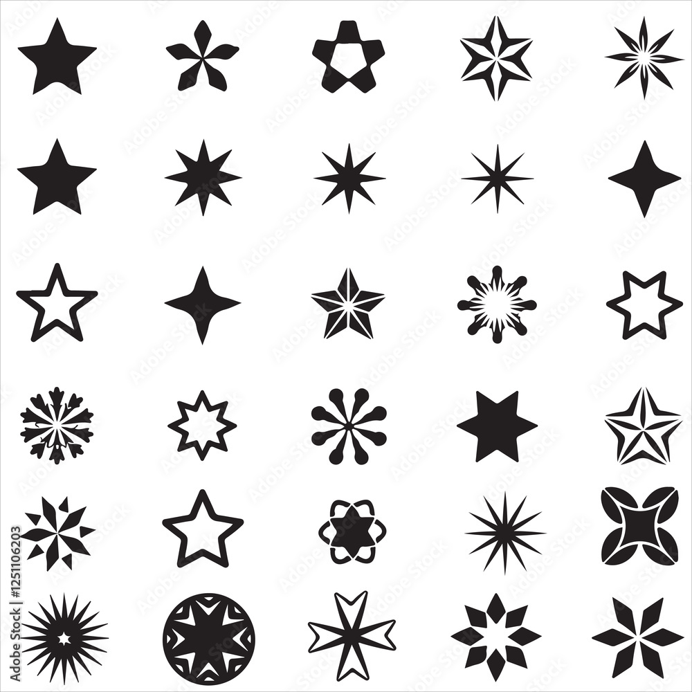 set of black vector VARIOUS STAR silhouette set of black vector VARIOUS STAR silhouette