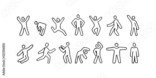 Hand-drawn human figures, cartoon symbol pictogram icons in various poses.