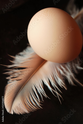 Egg resting gently on a soft feather